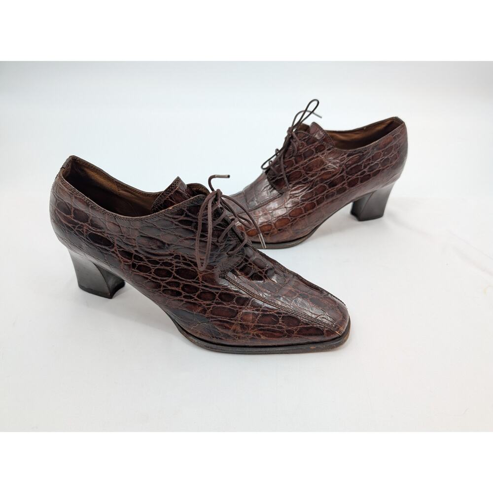 Vintage Bloomingdale's Made in Italy Leather Heeled Brown EU 38 US 7ish Career